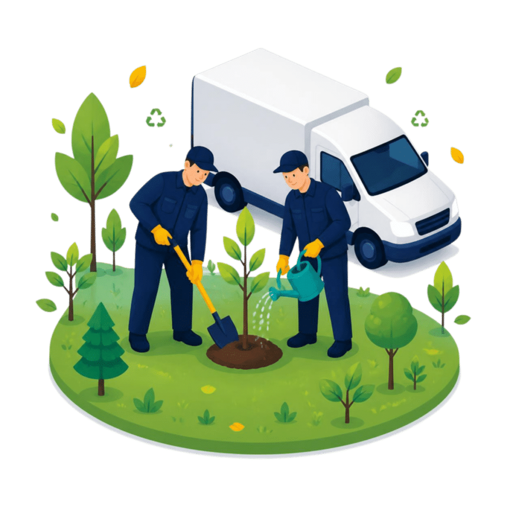 Junkbusters team planting a young tree